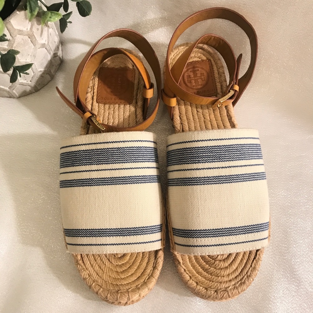 TORY BURCH ESPADRILLE FLAT SANDALS-ANKLE STRAP